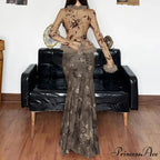 Retro Flower Pattern Long Skirt Edgy Fashion 2000s