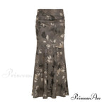 Retro Flower Pattern Long Skirt Edgy Fashion 2000s