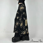 Retro Flower Pattern Low Cut Slim-Fit Urban Skirt