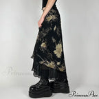 Retro Flower Pattern Low Cut Slim-Fit Urban Skirt
