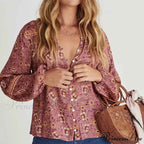 Retro Flowered Long Skirt Informal Shore Bohemian Rayon Stretchy Waist Fasten