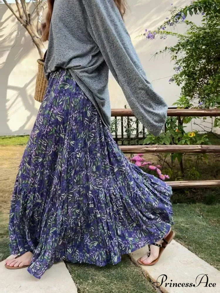 Retro Flowered Skirt for Ladies 2025 Summer Elevated Waist Y2K