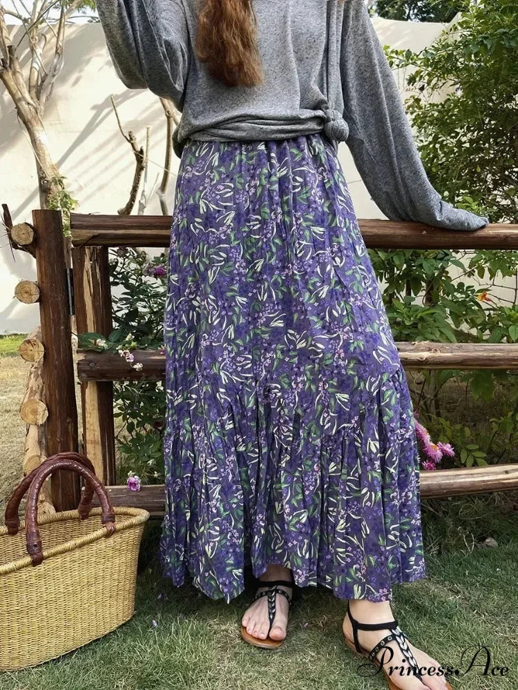 Retro Flowered Skirt for Ladies 2025 Summer Elevated Waist Y2K