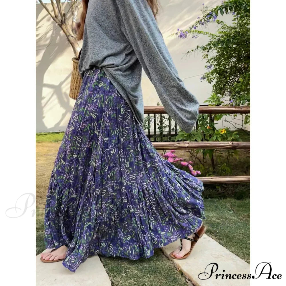 Retro Flowered Skirt for Ladies 2025 Summer Elevated Waist Y2K