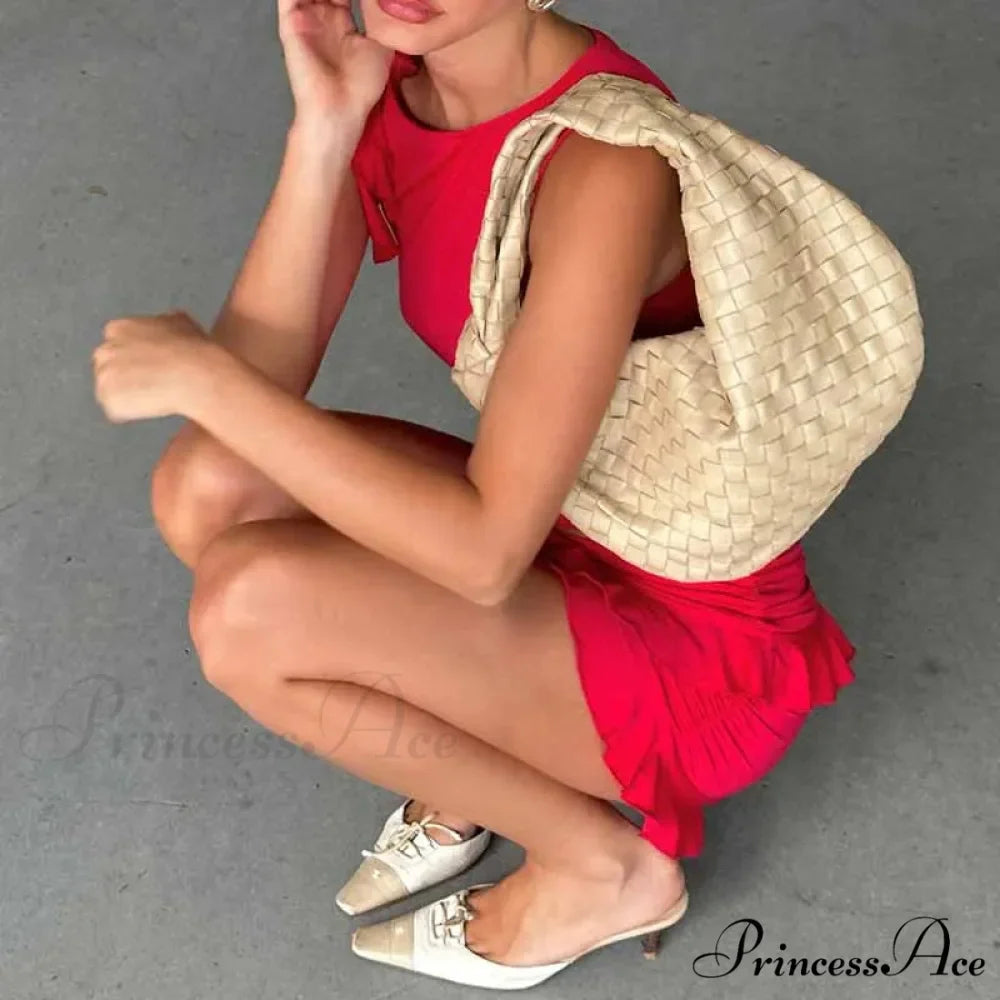 Retro Frilled Edge Tie Up Crop Top + Gathered Tiered Frills Mini Skirt Coquette 2 Piece Set Women Club Party Streetwear Outfits