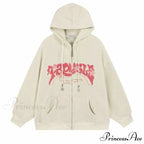 Retro Goth Corduroy Zip Up Hooded Jacket