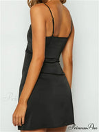 Retro Lace Patchwork V neck Sleeveless Strap Mini Dress