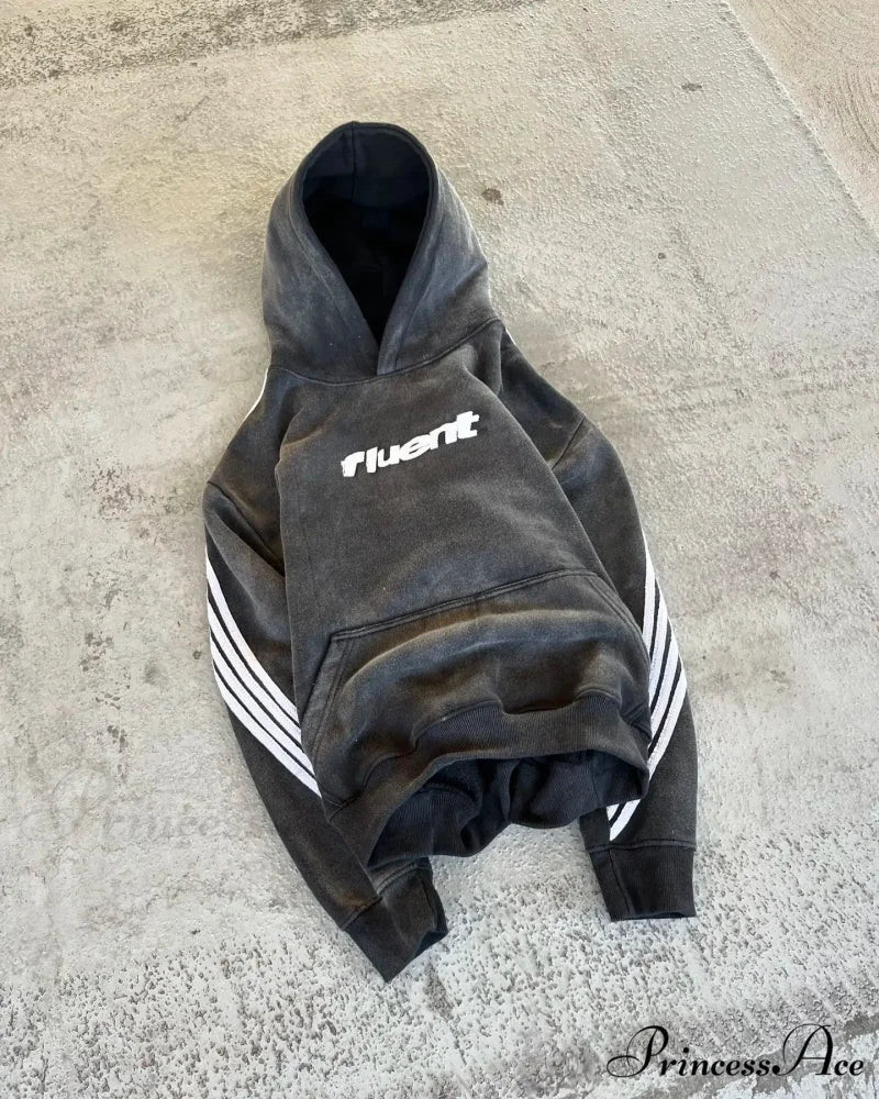 Retro Line Graphic Pullover Hoodie