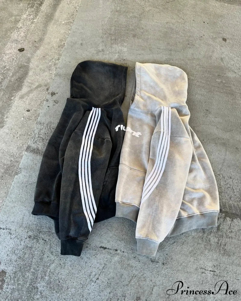 Retro Line Graphic Pullover Hoodie