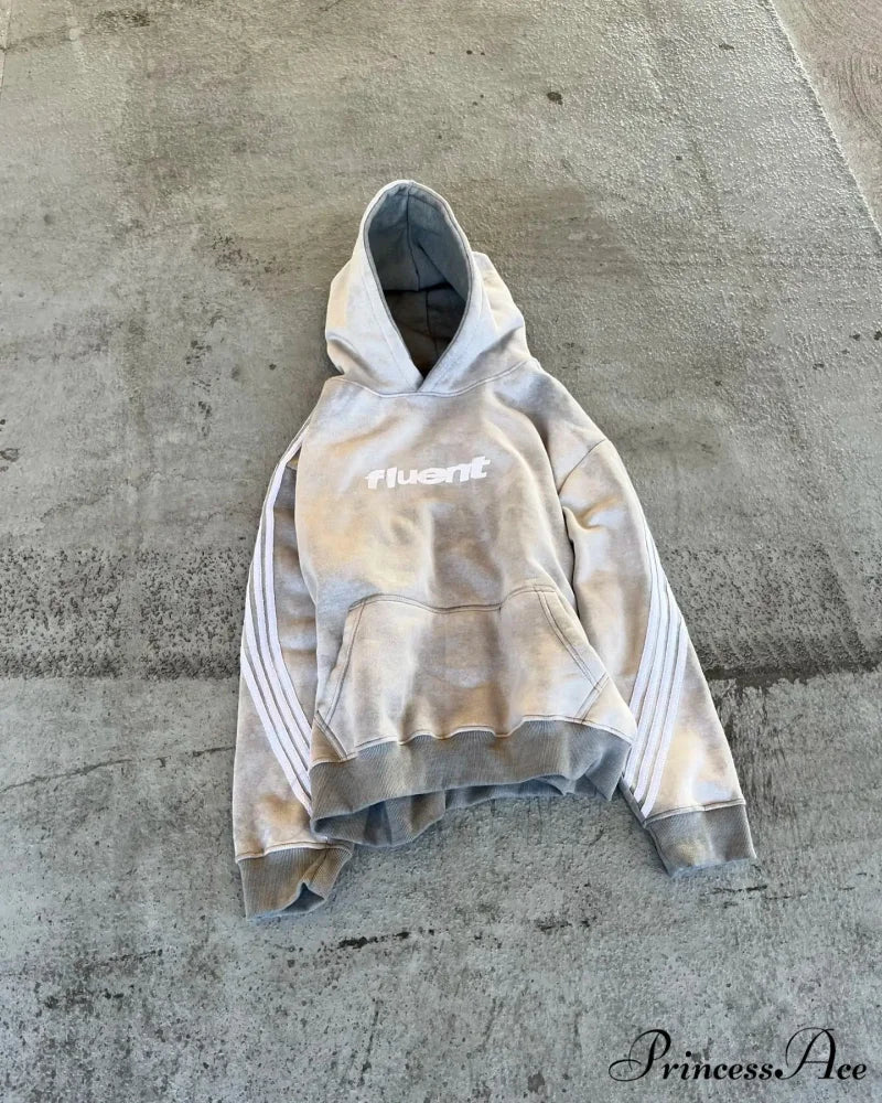 Retro Line Graphic Pullover Hoodie