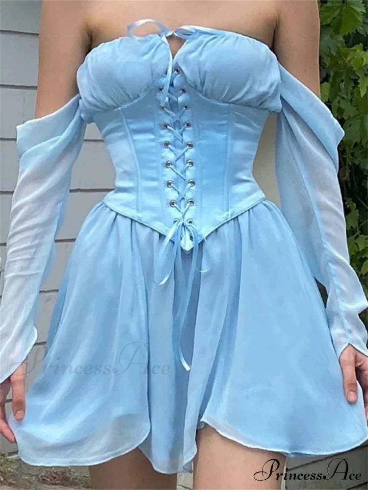 Retro Off-The-Shoulder Flared Bandage Floral Dress