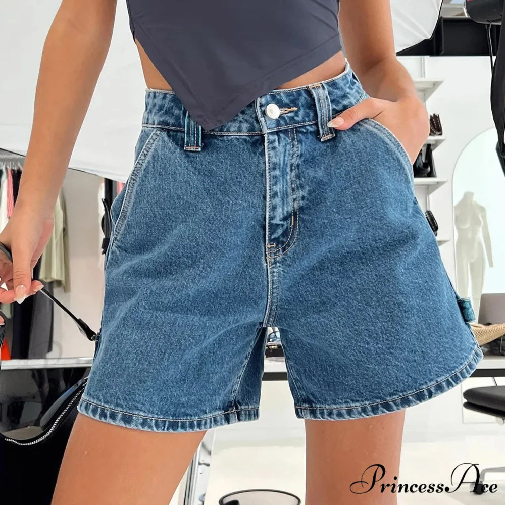 Retro Pocket Straight Denim Short
