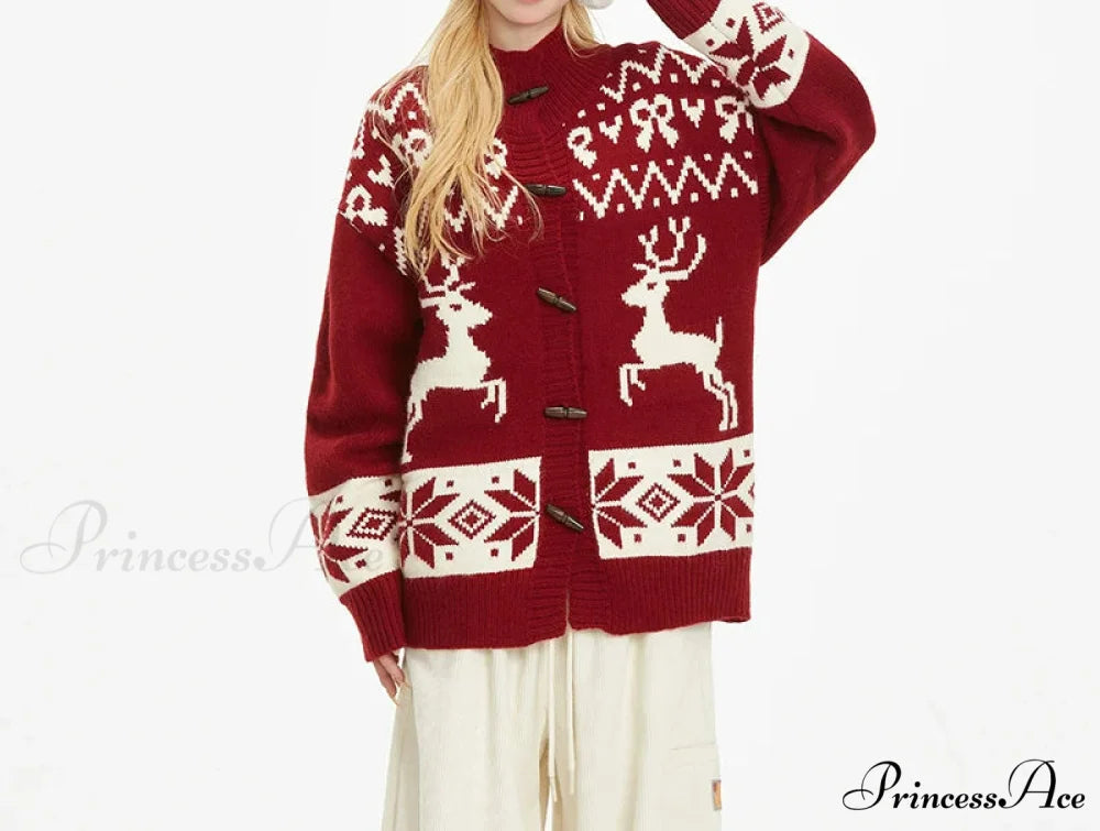 Retro Preppy Stand Collar Cardigan