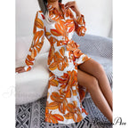 Retro Printed Blouse Long Flowered Gown