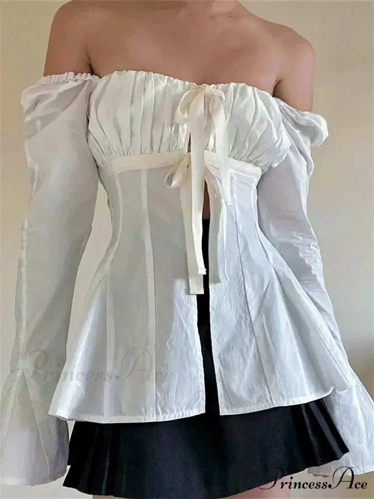 Retro Puff Sleeve Bind Square Neck Blouse