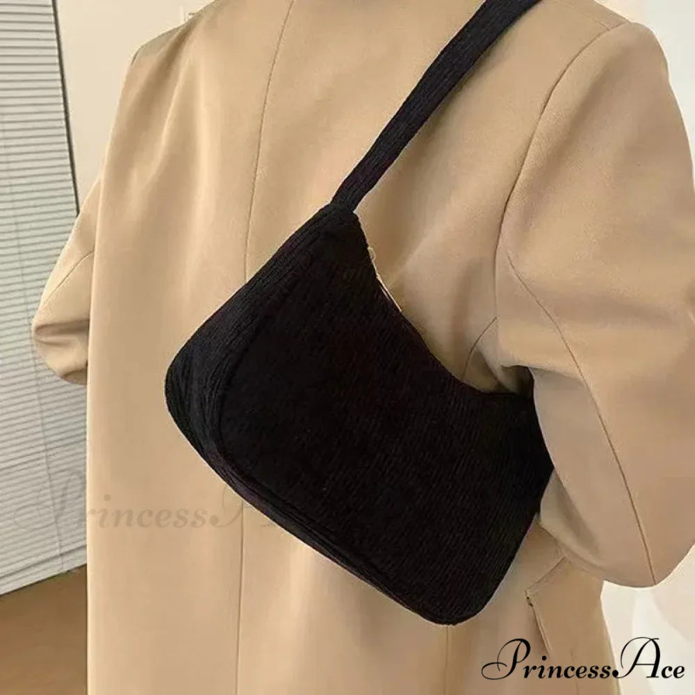 Retro Ribbed Underarm Shoulder Bag