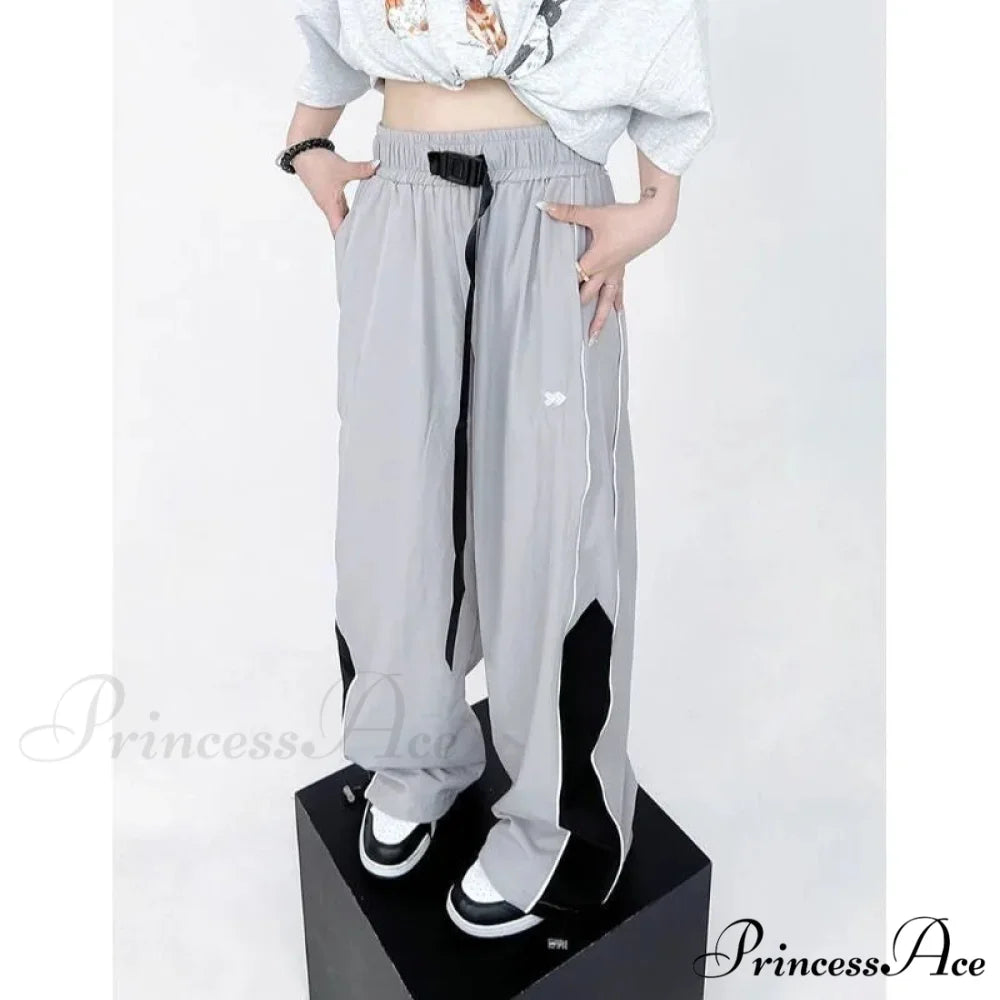 Retro Running Sweatpants Spacious Leg Trousers