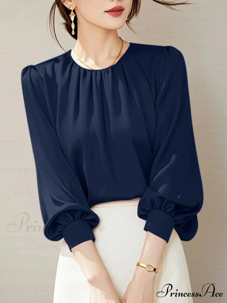 Retro Silk Ruching Top Informal Workplace Top