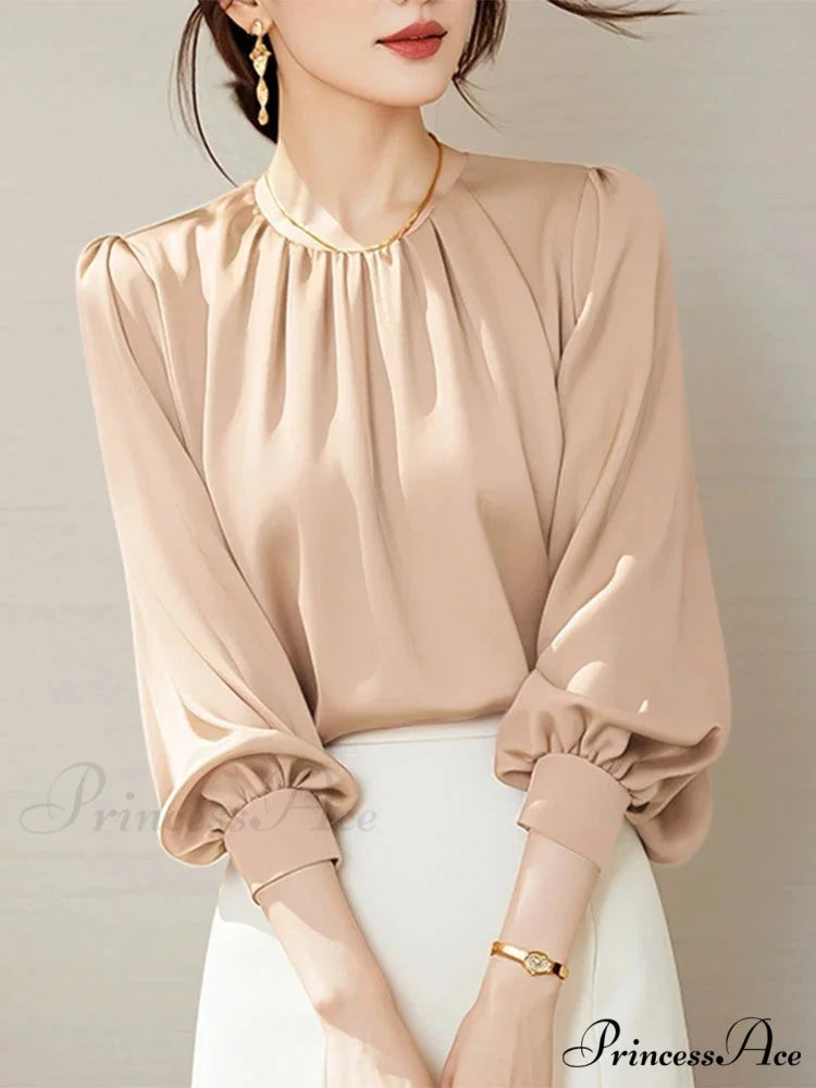 Retro Silk Ruching Top Informal Workplace Top