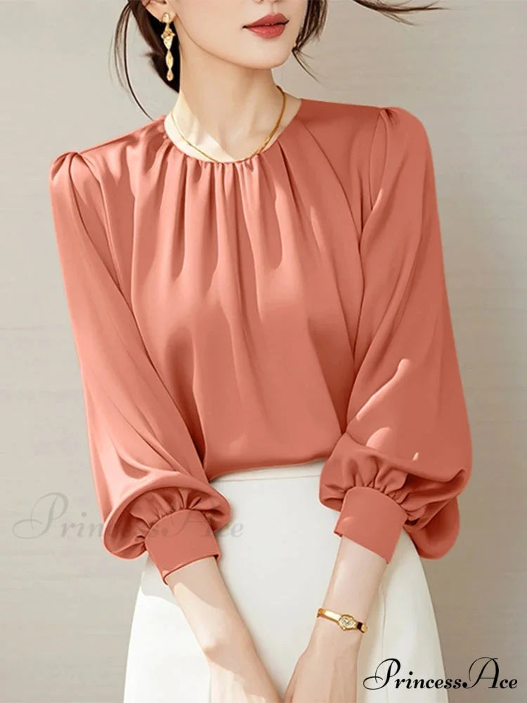 Retro Silk Ruching Top Informal Workplace Top