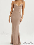 Retro Slim Fit for Women Sleeveless Strap Bodycon Backless V-neck Formal Club Night Summer Vestidos