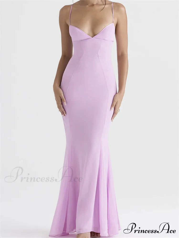 Retro Slim Fit for Women Sleeveless Strap Bodycon Backless V-neck Formal Club Night Summer Vestidos