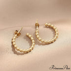 Retro Style Small Beads C Shape Stud Earrings