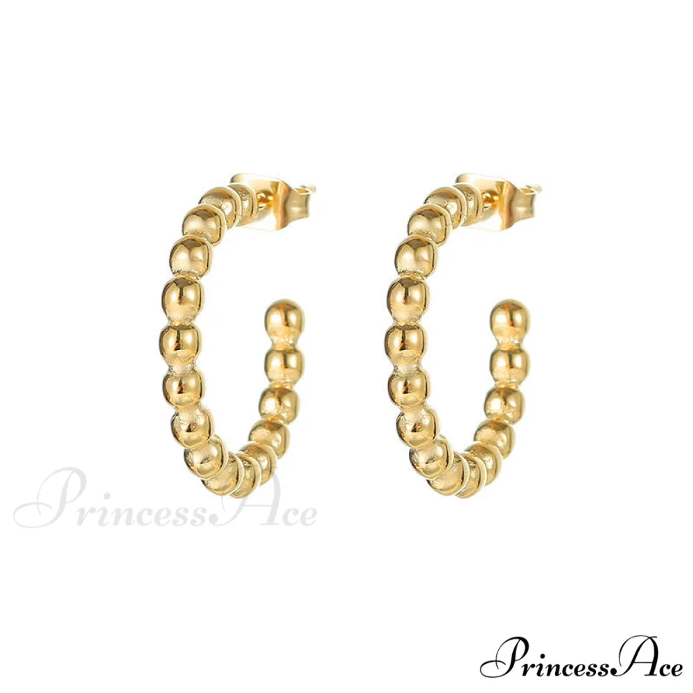 Retro Style Small Beads C Shape Stud Earrings