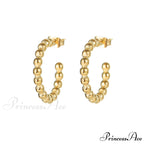 Retro Style Small Beads C Shape Stud Earrings