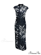 Retro Summer Fashion Print Hollow Out Split Casual Club Elegant Party Floral Dress