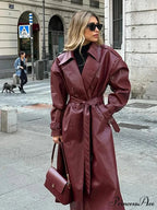 Retro Wine Red Double Breasted Coat