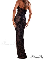 Retro Women Y2K Lace See Through Halter Lace-up Backless Summer Low Cut V-neck Vestidos Beachwear