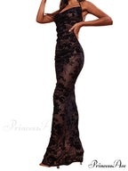 Retro Women Y2K Lace See Through Halter Lace-up Backless Summer Low Cut V-neck Vestidos Beachwear