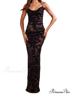 Retro Women Y2K Lace See Through Halter Lace-up Backless Summer Low Cut V-neck Vestidos Beachwear