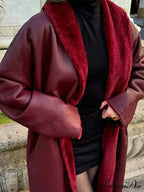 Reversible Burgundy Faux Fur Coat