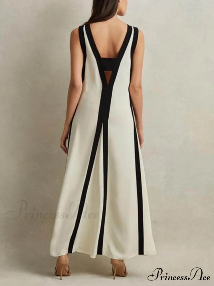 Reversible Style Colorblock Charming A-Line Maxi Dress