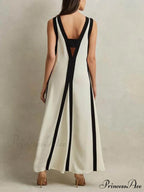 Reversible Style Colorblock Charming A-Line Maxi Dress