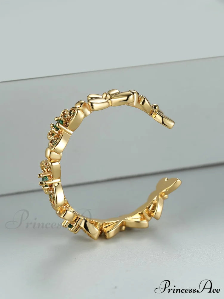 Rhinestone Butterfly Decor Cuff Ring