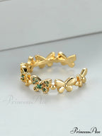 Rhinestone Butterfly Decor Cuff Ring