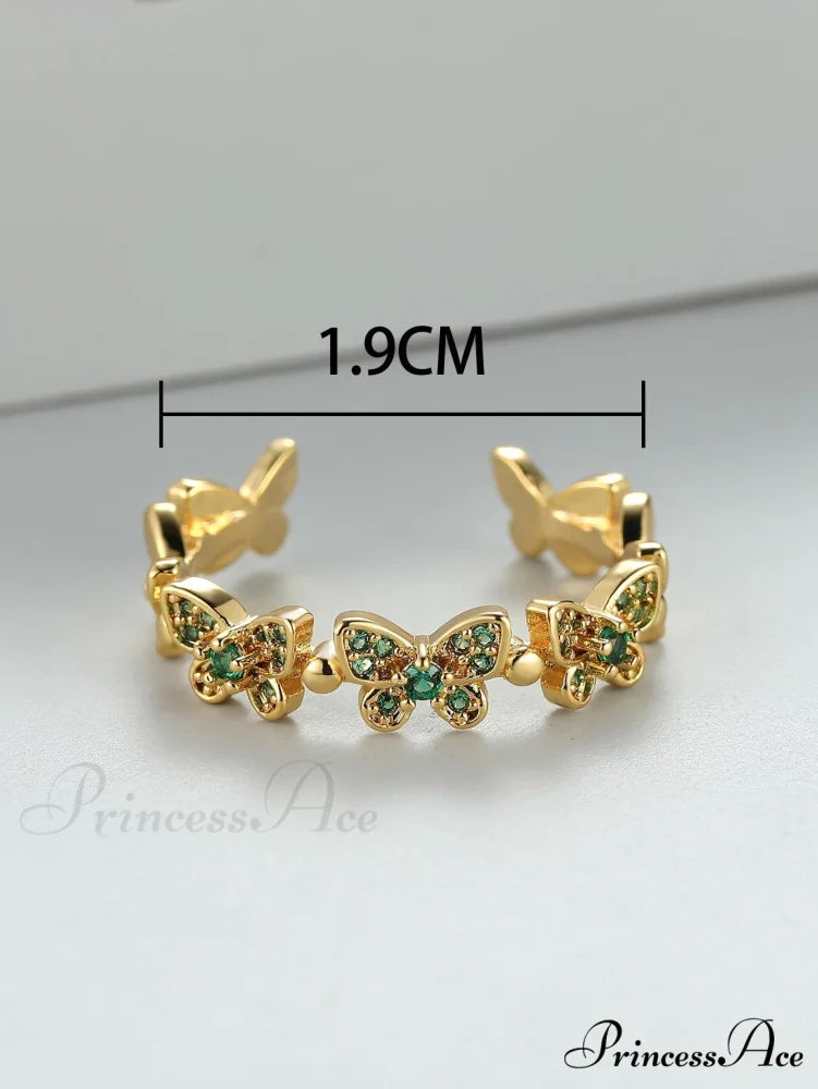 Rhinestone Butterfly Decor Cuff Ring