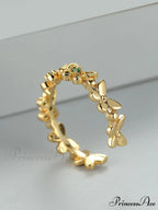 Rhinestone Butterfly Decor Cuff Ring