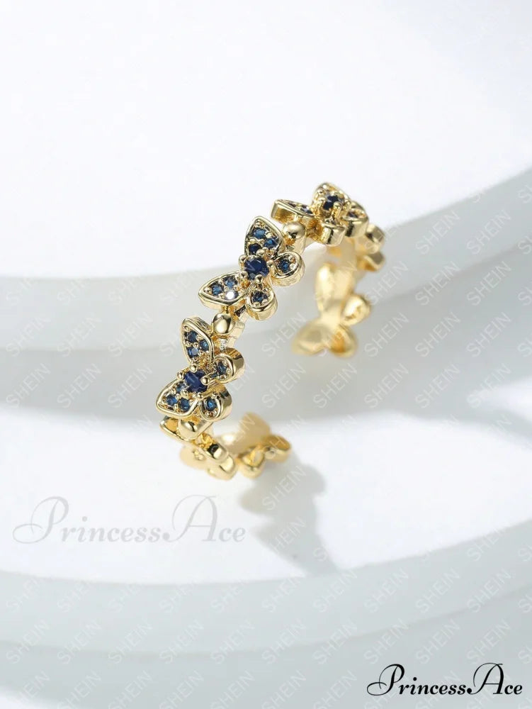 Rhinestone Butterfly Decor Cuff Ring