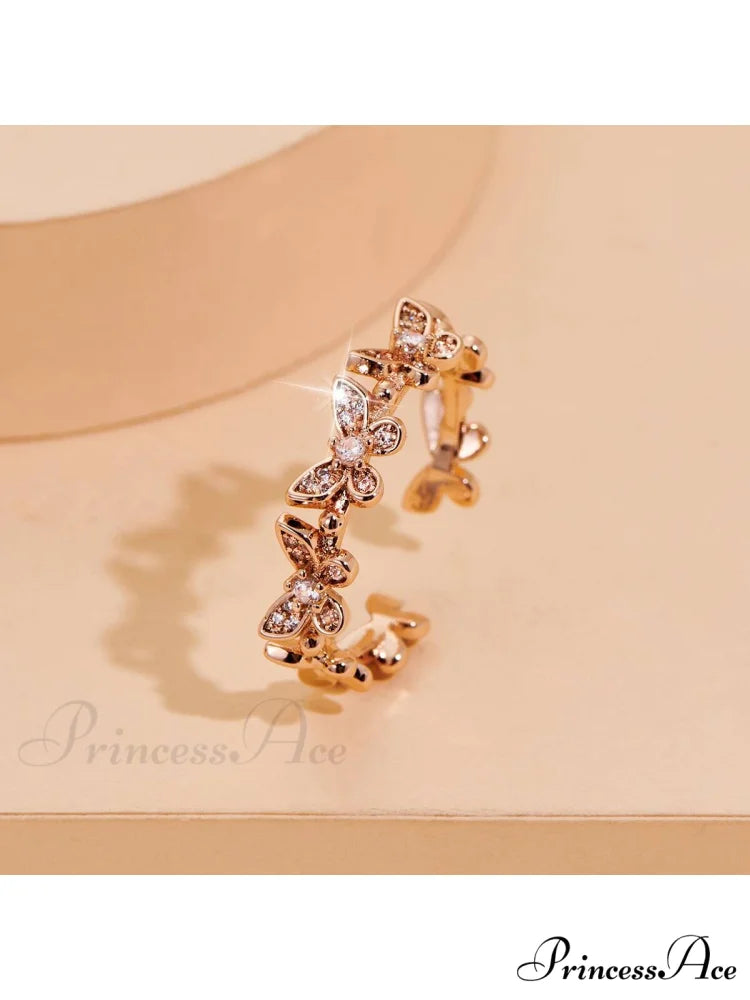 Rhinestone Butterfly Decor Cuff Ring