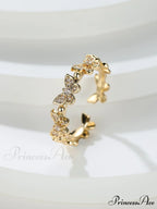 Rhinestone Butterfly Decor Cuff Ring