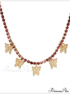 Rhinestone Butterfly Halter Trendy Asymmetric Crop Cami Top