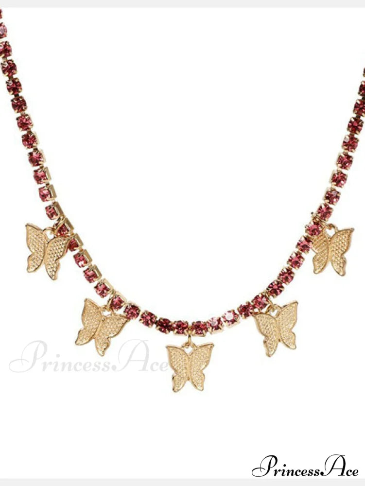 Rhinestone Butterfly Halter Trendy Asymmetric Crop Cami Top