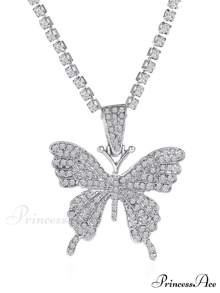 Rhinestone Butterfly Halter Trendy Asymmetric Crop Cami Top