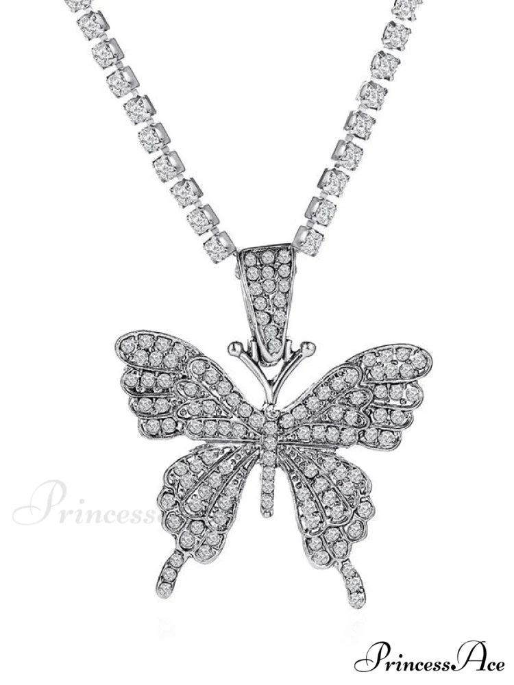 Rhinestone Butterfly Halter Trendy Asymmetric Crop Cami Top