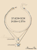 Rhinestone Butterfly Pendant Layered Necklace