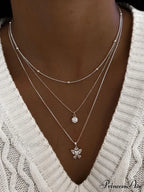 Rhinestone Butterfly Pendant Layered Necklace